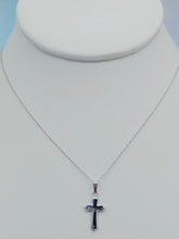 Load image into Gallery viewer, Beaded Edge Cross &amp; Chain - 14K White Gold