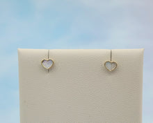 Load image into Gallery viewer, Mother of Pearl Heart Safety Back Stud Earrings - 14K Yellow Gold