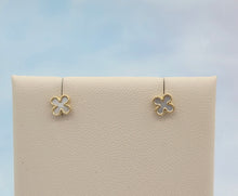 Load image into Gallery viewer, Mother of Pearl Clover Safety Back Stud Earrings - 14K Yellow Gold