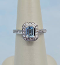 Load image into Gallery viewer, Aqua &amp; Diamond Ring - 14K White Gold