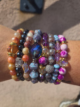 Load image into Gallery viewer, Fire Blue Crystal on English Amethyst Beaded Bracelet - Stash