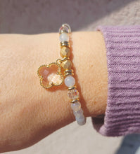 Load image into Gallery viewer, Clear Crystal Clover on Mystic Moonstone Bracelet - Stash x Marie's