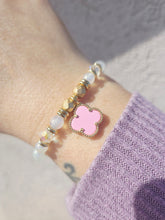 Load image into Gallery viewer, Pink Crystal Clover on Mystic Moonstone Bracelet - Stash x Marie's