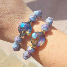 Load image into Gallery viewer, Fire Blue Crystal on English Amethyst Beaded Bracelet - Stash