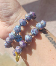 Load image into Gallery viewer, Fire Blue Crystal on English Amethyst Beaded Bracelet - Stash