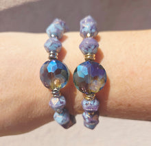 Load image into Gallery viewer, Fire Blue Crystal on English Amethyst Beaded Bracelet - Stash