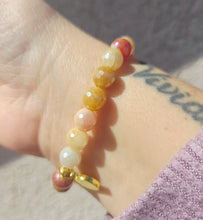 Load image into Gallery viewer, Sunset Crystal on Mystic Flower Jade Beaded Bracelet - Stash