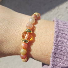 Load image into Gallery viewer, Sunset Crystal on Mystic Flower Jade Beaded Bracelet - Stash