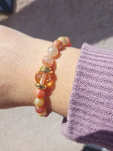 Load image into Gallery viewer, Sunset Crystal on Mystic Flower Jade Beaded Bracelet - Stash