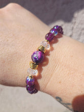 Load image into Gallery viewer, Pink Tie Dye on Czech Glass Melon Beaded Bracelet - Stash