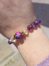 Load image into Gallery viewer, Pink Tie Dye on Czech Glass Melon Beaded Bracelet - Stash