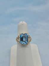 Load image into Gallery viewer, Blue Topaz Ring with Butterfly Design - 14K Yellow Gold