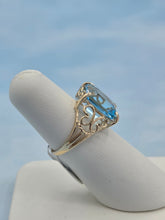 Load image into Gallery viewer, Blue Topaz Ring with Butterfly Design - 14K Yellow Gold