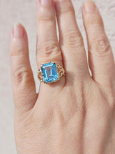 Load image into Gallery viewer, Blue Topaz Ring with Butterfly Design - 14K Yellow Gold