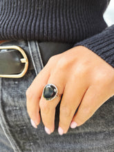 Load image into Gallery viewer, Black Agate &amp; Diamond Ring - 14K White Gold