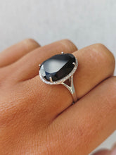 Load image into Gallery viewer, Black Agate &amp; Diamond Ring - 14K White Gold