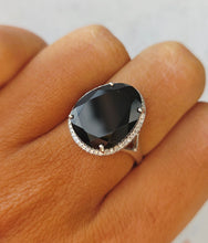 Load image into Gallery viewer, Black Agate &amp; Diamond Ring - 14K White Gold