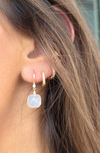 Load image into Gallery viewer, Pink Quartz with Diamond Accents Leverback Earrings - 14K Yellow Gold