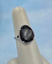Load image into Gallery viewer, Black Agate &amp; Diamond Ring - 14K White Gold