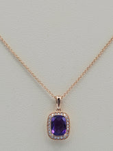 Load image into Gallery viewer, Amethyst &amp; Diamond Necklace - 14K Rose Gold