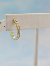 Load image into Gallery viewer, Two Row Diamond Huggie Hoop Earrings - 14K Yellow Gold