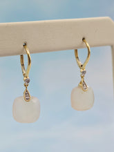Load image into Gallery viewer, Pink Quartz with Diamond Accents Leverback Earrings - 14K Yellow Gold