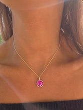Load image into Gallery viewer, Pink Corundum &amp; Diamond Necklace - 14K Yellow Gold