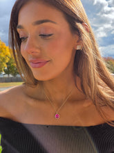 Load image into Gallery viewer, Pink Corundum &amp; Diamond Necklace - 14K Yellow Gold