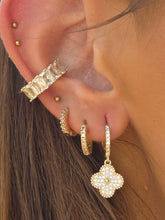 Load image into Gallery viewer, CZ Clover Huggie Hoop Earrings - Gold Plated Sterling Silver
