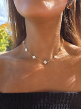 Load image into Gallery viewer, White Mother Of Pearl Clover Station Necklace - Gold Plated Sterling Silver