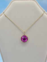 Load image into Gallery viewer, Pink Corundum &amp; Diamond Necklace - 14K Yellow Gold