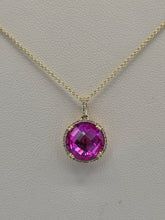 Load image into Gallery viewer, Pink Corundum &amp; Diamond Necklace - 14K Yellow Gold