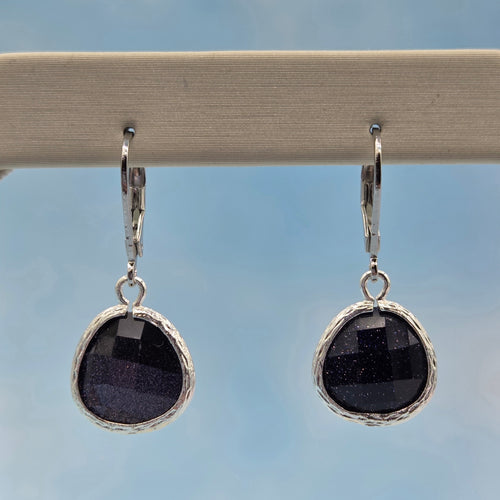 Blue Sand - Mini Teardrop Gemstone Leverback