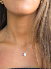 Load image into Gallery viewer, Pearl Pendant w/Diamond Halo Necklace-14k White Gold