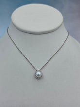 Load image into Gallery viewer, Pearl Pendant w/Diamond Halo Necklace-14k White Gold