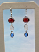 Load image into Gallery viewer, Red, White, Blue Silver Gemstone Leverback Earrings - One of a Kind