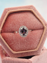 Load image into Gallery viewer, Purple Gray Spinel with Diamond Halo Ring - 14K White Gold