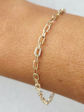 Load image into Gallery viewer, Mini Paperclip Link Diamond Bracelet - 14K Gold
