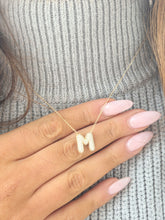 Load image into Gallery viewer, Bubble Pave Diamond M Initial Necklace