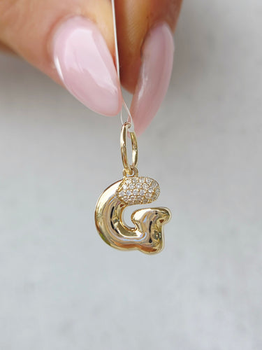 Asymmetric Bubble G Initial Charm - 14k Gold and Diamond