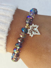 Load image into Gallery viewer, Autumn Orchid Crystal with CZ Leaf Beaded Bracelet - Elena Michele