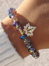 Load image into Gallery viewer, Autumn Orchid Crystal with CZ Leaf Beaded Bracelet - Elena Michele