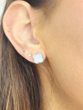 Load image into Gallery viewer, White Mother of Pearl Clover Earrings - Sterling Silver