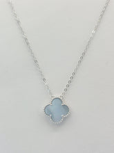 Load image into Gallery viewer, Blue Mother of Pearl Clover Necklace - Sterling Silver