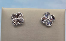 Load image into Gallery viewer, Diamond Cut Clover Stud Earrings - Sterling Silver