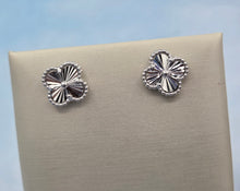 Load image into Gallery viewer, Diamond Cut Clover Stud Earrings - Sterling Silver