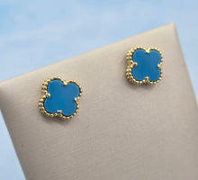 Load image into Gallery viewer, Turquoise Clover Earrings - Gold Plated