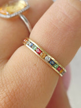 Load image into Gallery viewer, Multi Color Sapphire Band - 14K Yellow Gold