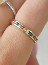 Load image into Gallery viewer, Multi Color Sapphire Band - 14K Yellow Gold