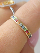 Load image into Gallery viewer, Multi Color Sapphire Band - 14K Yellow Gold